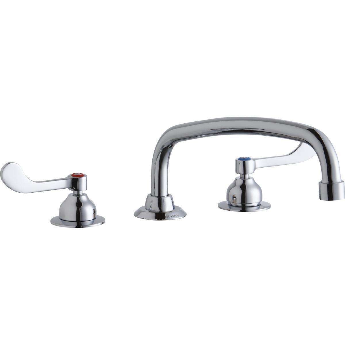 Elkay 8" Centerset with Concealed Deck Faucet with 12" Arc Tube Spout 4" Wristblade Handles Chrome LK800AT12T4
