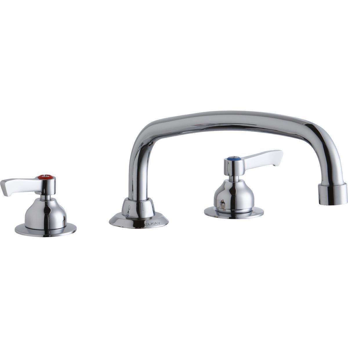 Elkay 8" Centerset with Concealed Deck Faucet with 14" Arc Tube Spout 2" Lever Handles Chrome LK800AT14L2