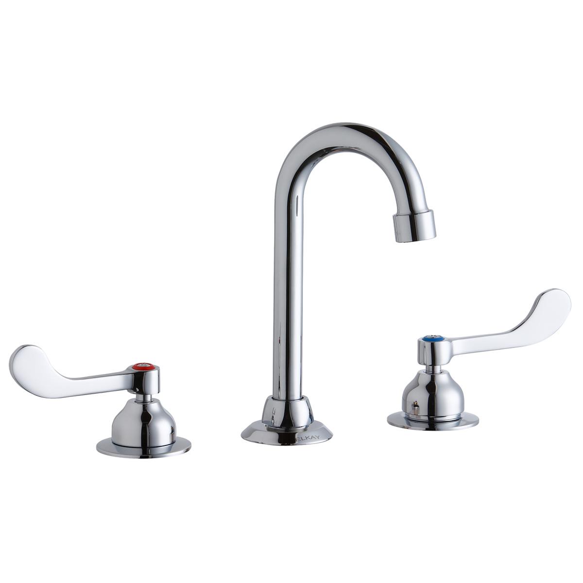 Elkay 8" Centerset with Concealed Deck Faucet with 4" Gooseneck Spout 4" Wristblade Handles Chrome LK800GN04T4