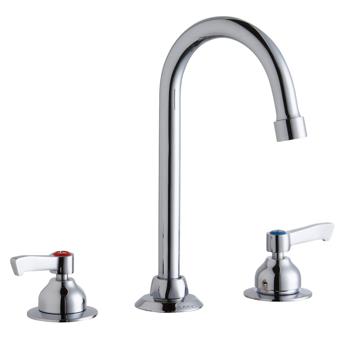 Elkay 8" Centerset with Concealed Deck Faucet with 5" Gooseneck Spout 2" Lever Handles Chrome LK800GN05L2
