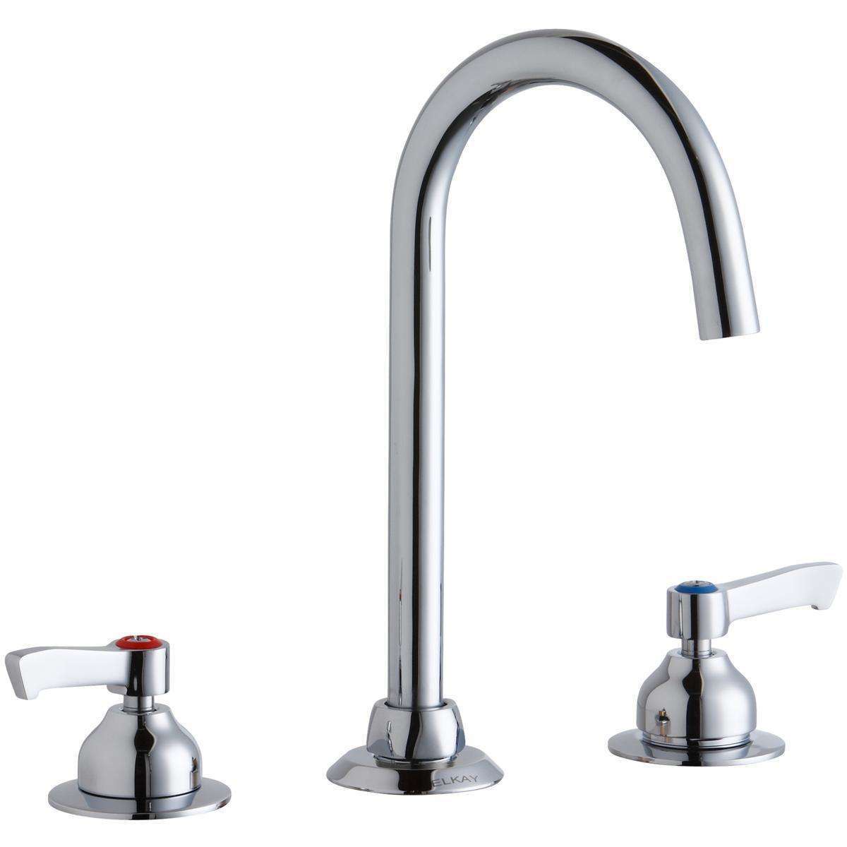 Elkay 8" Centerset with Concealed Deck Laminar Flow Faucet with 5" Gooseneck Spout 2" Lever Handles Chrome LK800LGN05L2