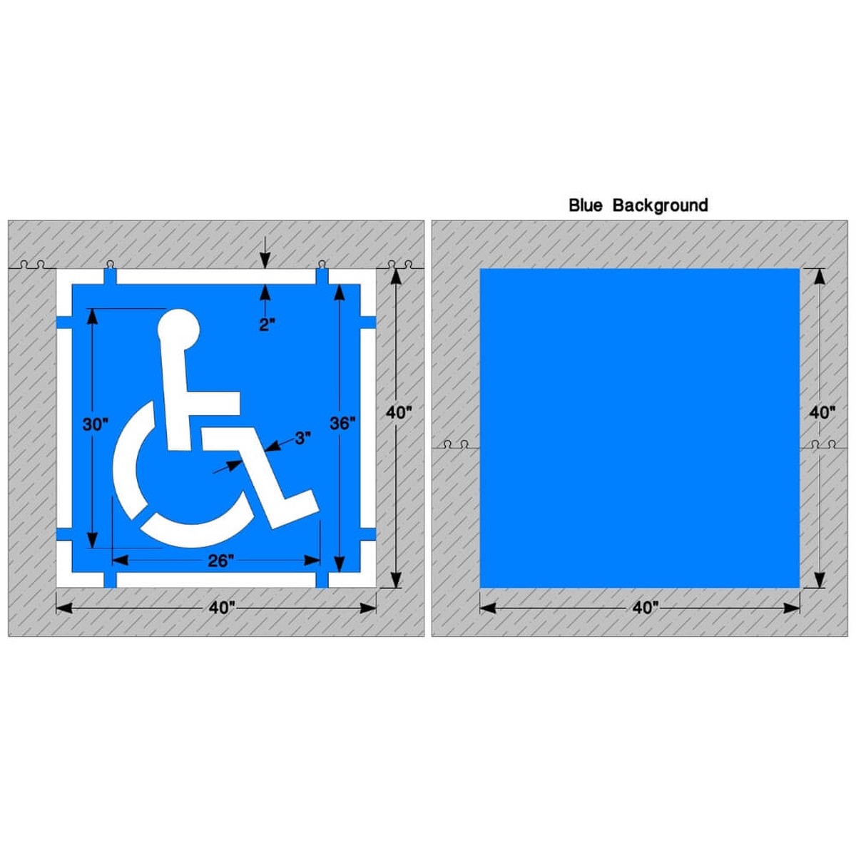 California Handicap Parking Stencil with Border & Background