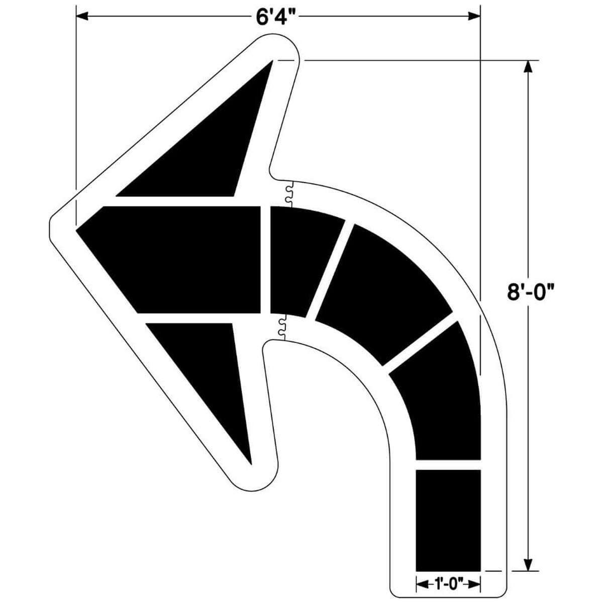 Curved Arrow Pavement Stencil  Federal Standard