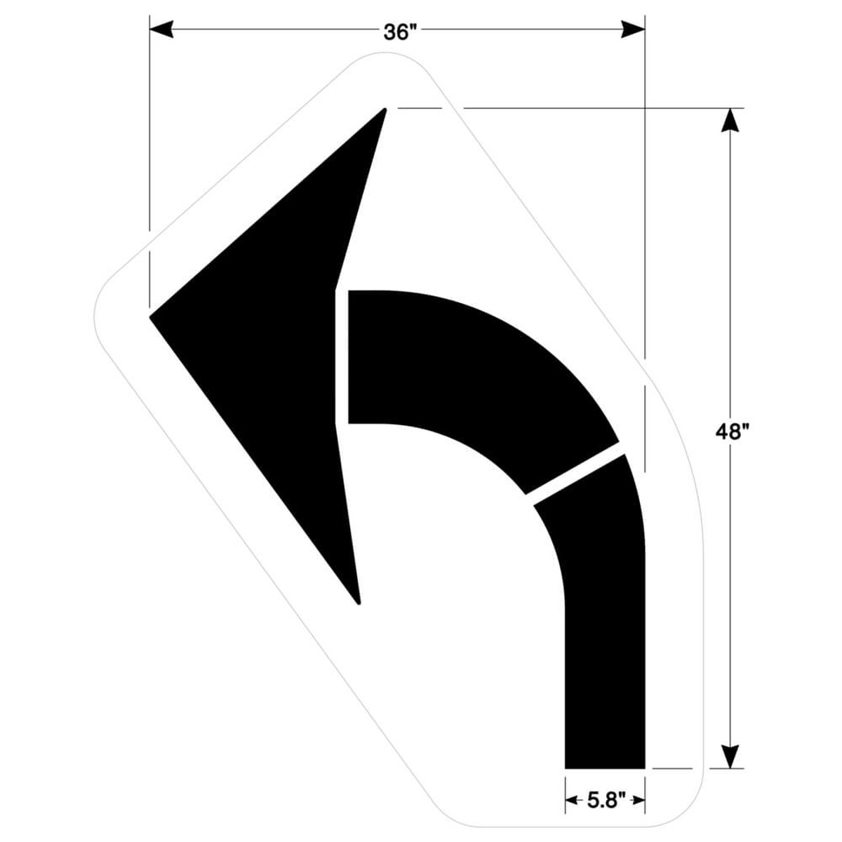 Curved Arrow Pavement Stencils - 72" H