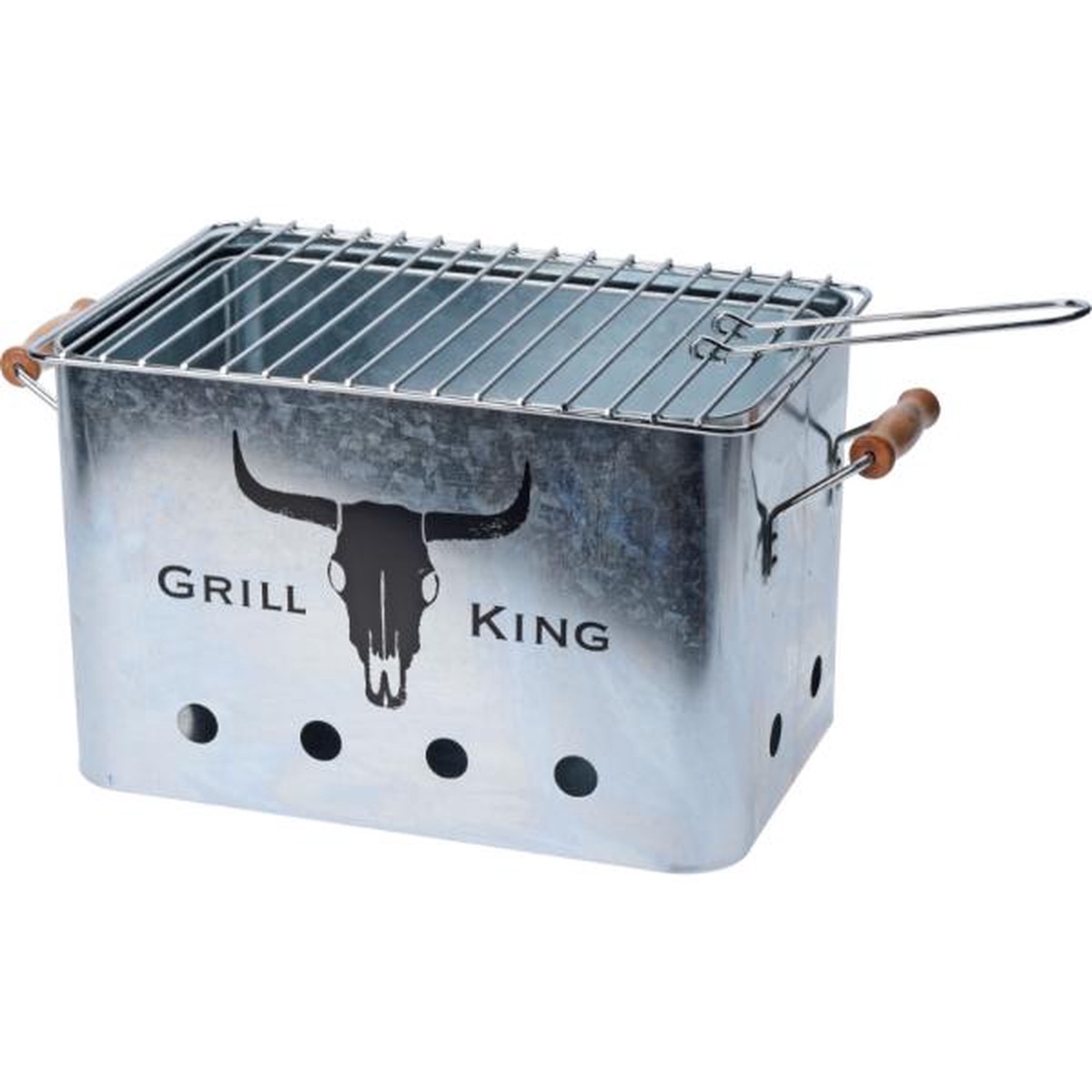 43cm Retangular Matt Black BBQ With Wooden Grips - Default