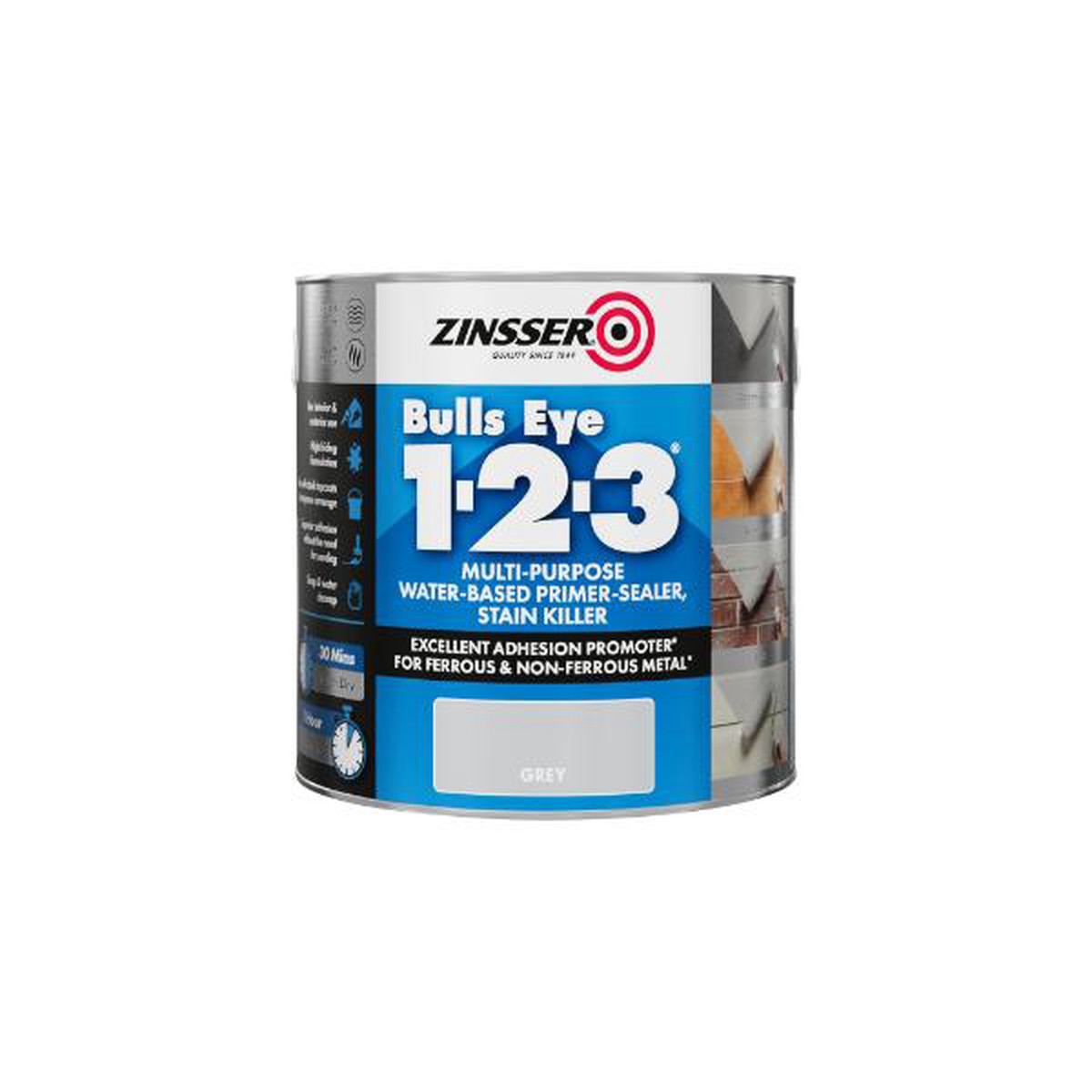 Zinsser Bulls Eye 1-2-3 Primer Sealer 2.5L Grey - Default