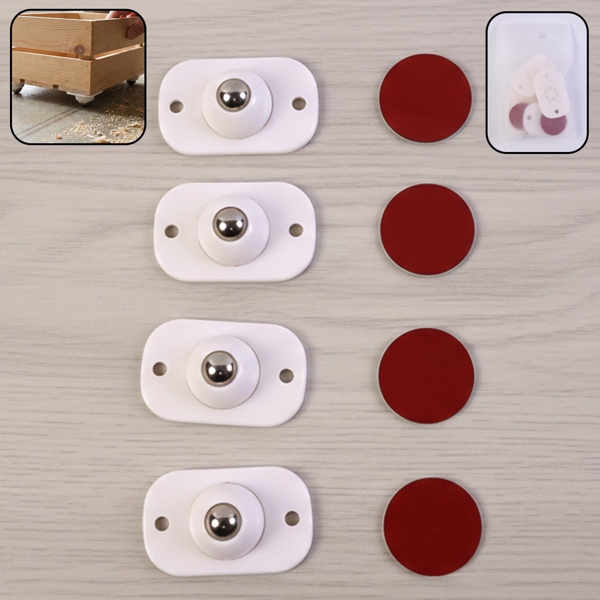 Heavy-Duty Furniture Moving Roller Mini Wheels (4 Pc Set)