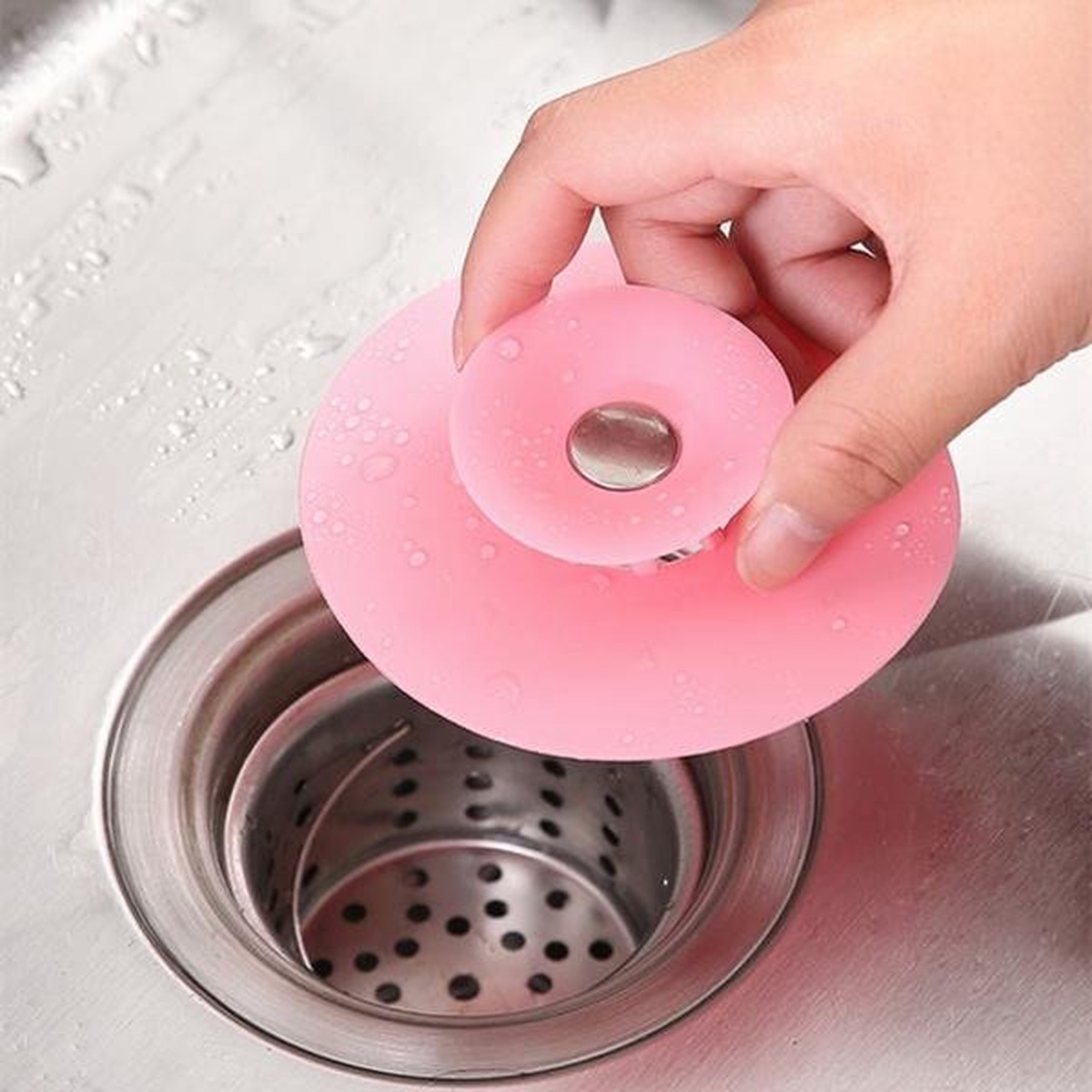 Creative 2-in-1 Silicone Sewer Sink Sealer Cover Drainer (multicolour)