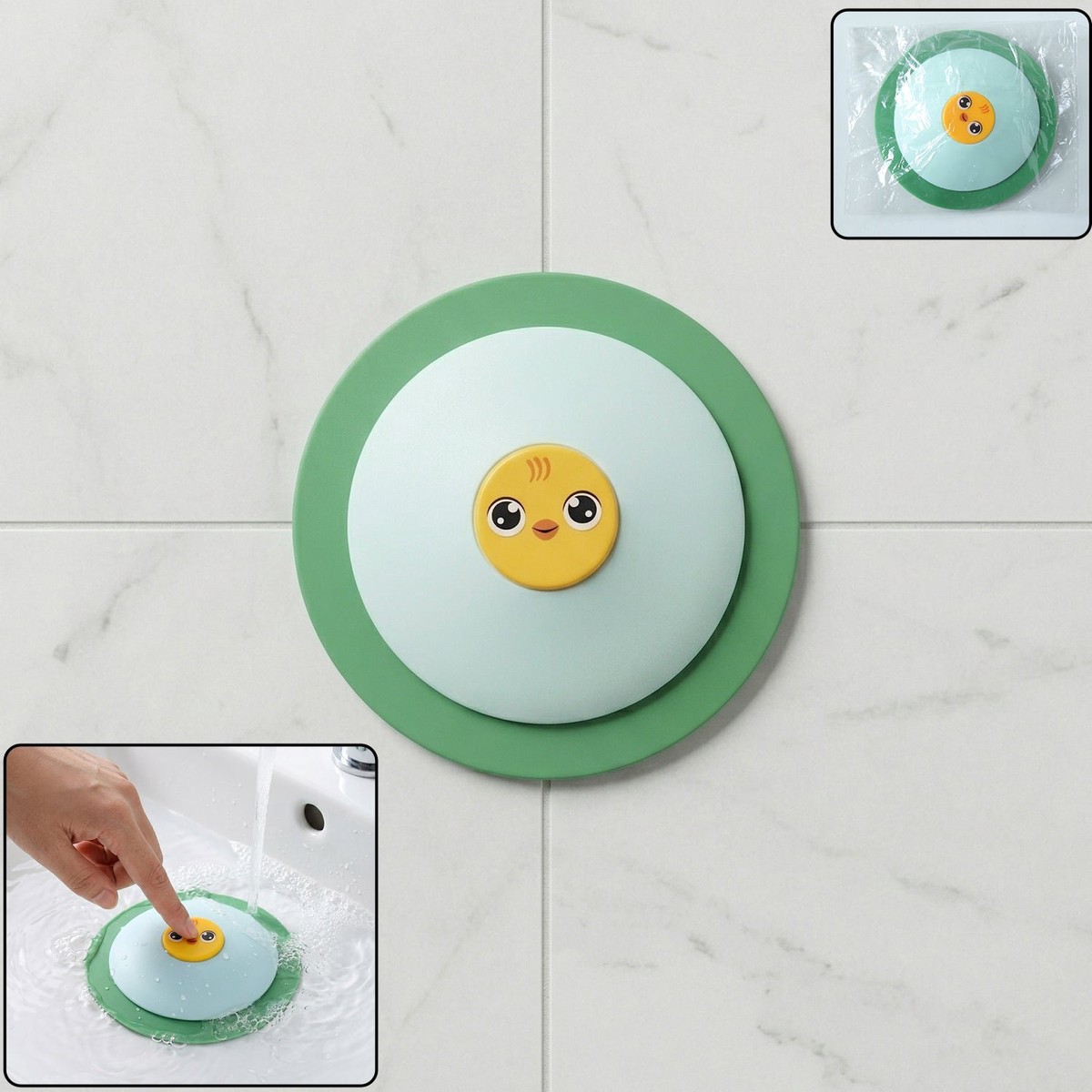 Cute Duck Design Silicone Sink Drain Stopper with Suction Base 1 Pc