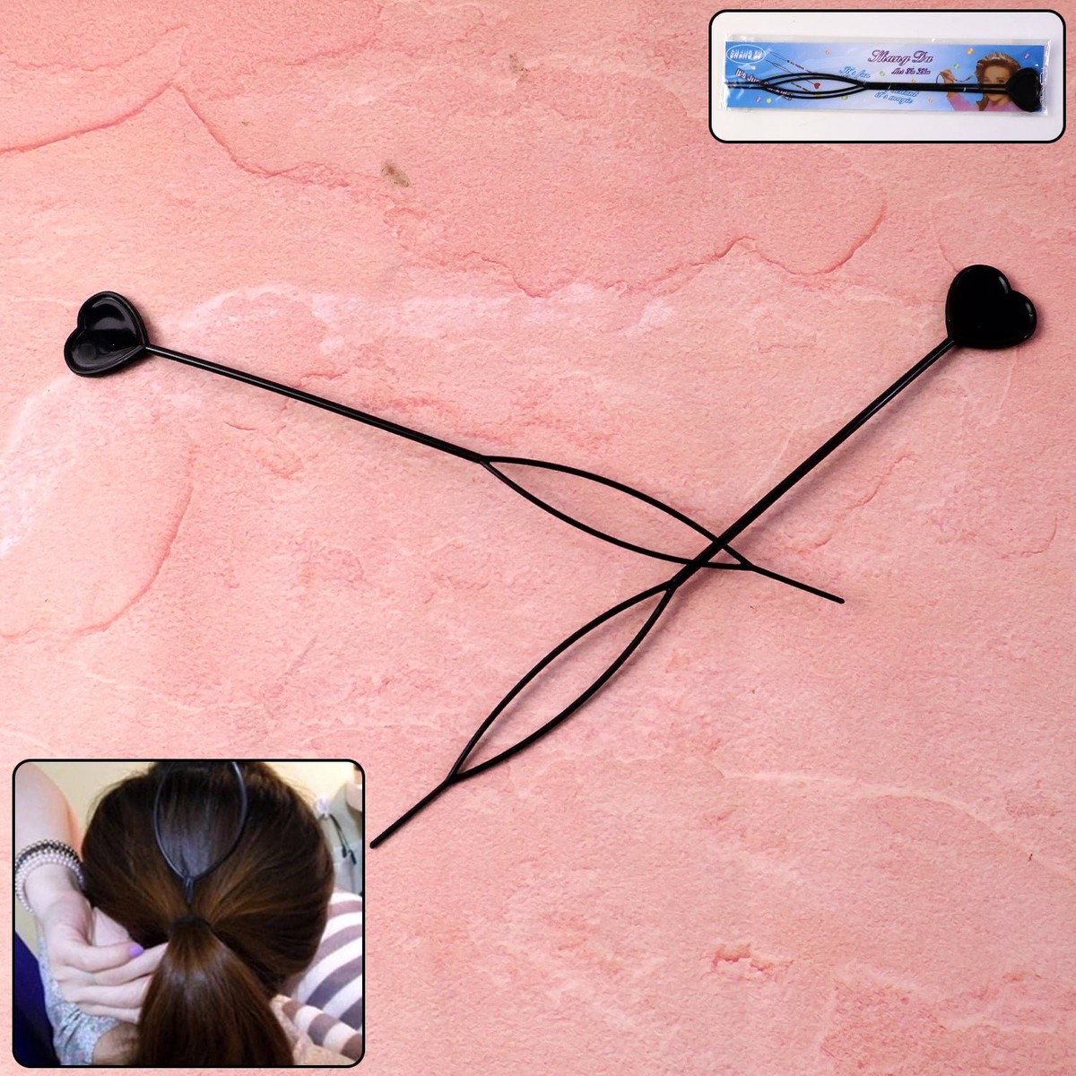 Heart-Shaped Hairpin Set (2 Pcs)